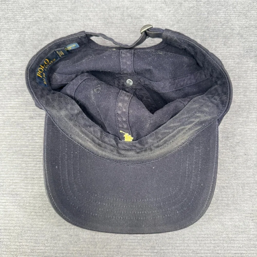 Polo Ralph Lauren Mens Navy Blue Gold Pony Logo‎ Adjustable Baseball Cap Hat